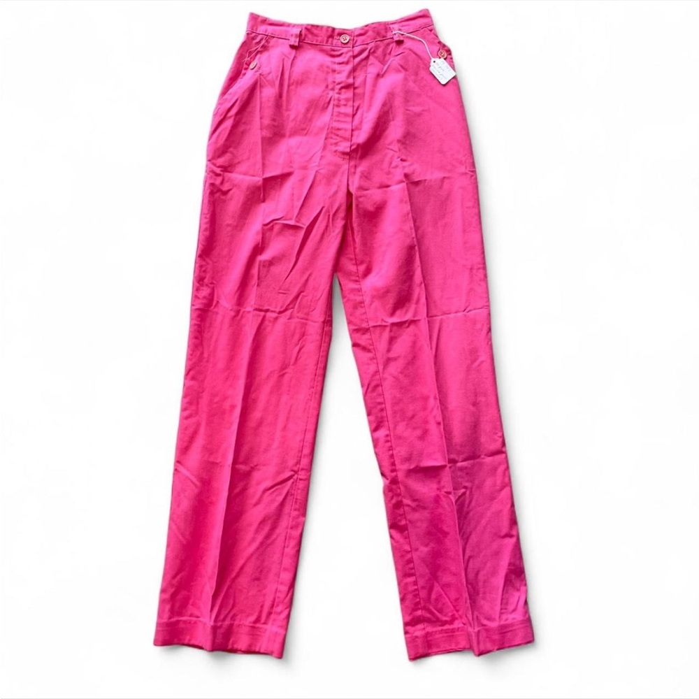 Pink high-waisted straight-leg trousers 70s lightweight 24” waist hot pink